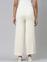 Load image into Gallery viewer, Go Colors Ecru Viscose Stretch Knit Palazzo
