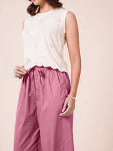 Load image into Gallery viewer, Go Colors Light Wine Cotton Wide Leg Pants
