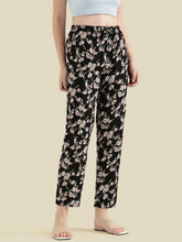 Load image into Gallery viewer, Go Colors Black Woven Viscose Printed Lounge Pants
