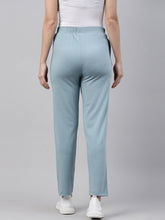 Load image into Gallery viewer, Go Colors Dusty Blue Cotton Stretch Side Stripes Track Pant
