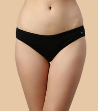 Load image into Gallery viewer, Enamor CB03 Chic Cotton, All Day Comfort, Low Waist Bikini Panty for Women - Naturally Breathable, Antimicrobial with Stain release, Inner Elastic, Regular Coverage -  Pack of 5 (Jet Black / Nude)
