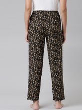 Load image into Gallery viewer, Go Colors Black Woven Viscose Printed Lounge Pants
