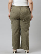 Load image into Gallery viewer, Go Colors Olive Green Cotton Stripes Cargo Pant
