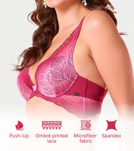 Load image into Gallery viewer, Enamor F191 Padded Wired Medium Coverage Butterfly Enhancer Plunge Push-Up Bra - Coral Wave
