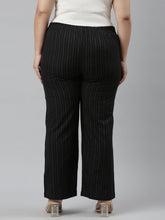 Load image into Gallery viewer, Go Colors Black Cotton Stripes Cargo Pant
