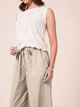 Load image into Gallery viewer, Go Colors Light Beige Cotton Wide Leg Pants
