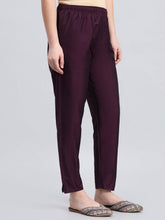 Load image into Gallery viewer, Go Colors Dark Purple Poly Modal Metallic Pants
