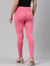 Load image into Gallery viewer, Go Colors Young Pink Cotton Stretch Ankle Length Leggings
