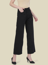 Load image into Gallery viewer, Go Colors Black Twill Wide Pants
