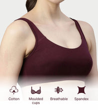 Load image into Gallery viewer, Enamor Low Impact Women's Cotton Everyday Sports Bra - All Day Comfort, Non Padded, Wirefree, High Coverage - SB06 (Grapewine)

