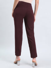 Load image into Gallery viewer, Go Colors Dark Wine Cotton Stretch Kurti Pants
