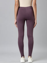 Load image into Gallery viewer, Go Colors Purple Cotton Stretch Side Stripes Active Leggings
