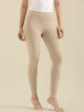 Load image into Gallery viewer, Go Colors Dark Beige Cotton Stretch Ankle Length Leggings
