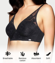 Load image into Gallery viewer, Enamor BambooBliss Lace Plunge Bra, Padded, Wire Free, High Coverage - IB25 (Black)
