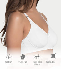 Load image into Gallery viewer, Enamor Comfort Shaper with Plush Side Shaper Panel Women's Cotton Everyday T-Shirt Bra - Detachable Straps, Non Padded, Wirefree, High Coverage - A055 (White)
