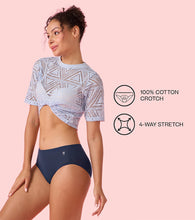 Load image into Gallery viewer, Enamor IP02 Innovations Invisi, Fit Flex, No Visible Panty Lines, All Day Comfort, Mid Waist Brief Panty for Women - Breathable Lightweight Fabric, Antimicrobial with Stain Release, Bonded Free Cut, Regular Coverage -  Pack of 1 (Navy)
