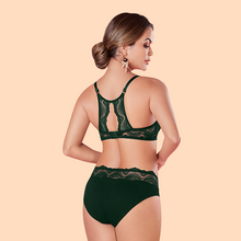 Load image into Gallery viewer, Sonari Bottle Green Lightly Padded Wirefree Bridal Lingerie Set – HONEY
