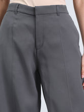 Load image into Gallery viewer, Go Colors Silver Grey Chocolate Crepe Wide Trouser
