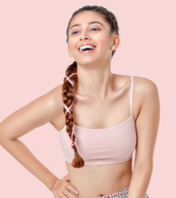 Load image into Gallery viewer, Enamor Innovations Antimicrobial, Cami Neck , Front Double Layer Women's Cotton Beginner's Bra - Pop-On Style, Non Padded, Wirefree, High Coverage - BB02 (Pearl)
