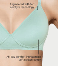 Load image into Gallery viewer, Enamor Supima Cotton Women's Plunge Lift Everyday T-Shirt Bra - Extra Comfort, Padded, Wirefree, Medium Coverage - A039 (Jade Green)

