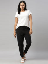 Load image into Gallery viewer, Go Colors Black Cotton Stripe Pencil Pants
