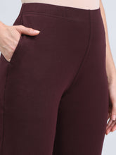 Load image into Gallery viewer, Go Colors Dark Wine Cotton Stretch Kurti Pants

