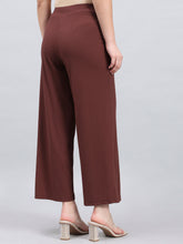 Load image into Gallery viewer, Go Colors Brown Drop Needle Fabric Rib Palazzo
