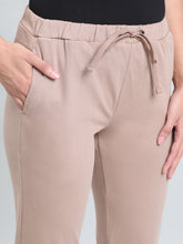 Load image into Gallery viewer, Go Colors Light Brown Cotton Poly Stretch Cuffed Joggers
