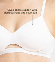 Load image into Gallery viewer, Enamor Innovations CloudSoft, Invisi Neckline Women's Cotton Everyday T-Shirt Bra - Padded, Wirefree, Medium Coverage - A032 (White)
