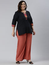Load image into Gallery viewer, Go Colors Rust Woven Viscose Basic Palazzo
