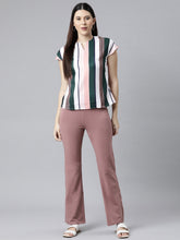 Load image into Gallery viewer, Go Colors Dusty Voilet Cotton Stretch Flared Pant
