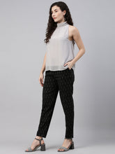 Load image into Gallery viewer, Go Colors Black Linen Ikat Pencil Pant
