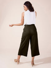 Load image into Gallery viewer, Go Colors Olive Green Linen Blend Culottes
