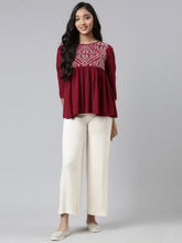 Load image into Gallery viewer, Go Colors Ecru Viscose Stretch Knit Palazzo

