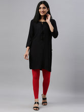 Load image into Gallery viewer, Go Colors Dark Red Cotton Stretch Ankle Length Leggings
