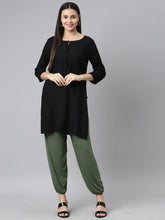 Load image into Gallery viewer, Go Colors Dark Olive Viscose Stretch Harems
