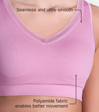 Load image into Gallery viewer, Enamor Innovations Flexifree ,Plunge, Ultra Comfort Women's  Bralette - No-pinch,no-dig,360 Degree Flex, Seamless lift,Fixed cup, Padded, Wirefree, High Coverage  - F137 (Orchid Smoke)
