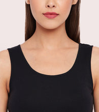 Load image into Gallery viewer, Enamor Sleeveless Scoop Neck Regular Length Tank Top For Women - Relaxed Fit, Soft and Breathable Cotton - E025 (Black)
