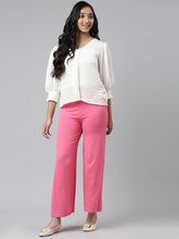Load image into Gallery viewer, Go Colors Young Pink Viscose Stretch Knit Palazzo
