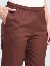 Load image into Gallery viewer, Go Colors Dark Brown Cotton Pencil Pant
