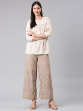 Load image into Gallery viewer, Go Colors Beige Woven Viscose Printed Palazzo
