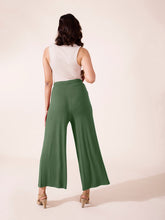 Load image into Gallery viewer, Go Colors Dark Olive Viscose Knit Palazzo
