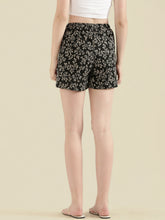 Load image into Gallery viewer, Go Colors Black Cotton Knit Printed Lounge Shorts
