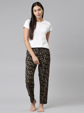 Load image into Gallery viewer, Go Colors Black Woven Viscose Printed Lounge Pants
