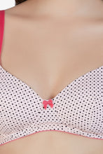 Load image into Gallery viewer, Amante Delicate Dots Padded Non-Wired T-Shirt Bra - Rosebud-Black Dots 22801
