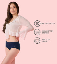 Load image into Gallery viewer, Enamor IP37 Innovations Flexi Free, Comfy Essentials, No Visible Panty Lines, All Day Comfort, Mid Waist Brief Panty for Women - Regular Coverage (Lisbon Blue)
