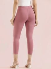 Load image into Gallery viewer, Go Colors Mauve Cotton Stretch Cropped Leggings

