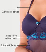 Load image into Gallery viewer, Enamor N193 Padded Wire-Free Babydoll Glam Wave Chemise - Aqua Swirl
