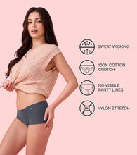 Load image into Gallery viewer, Enamor PS40 Innovations Invisi, All Day Comfort, Mid Waist Boyshorts Panty for Women - No Visible Panty Lines, Breathable, Sweat wicking, Free Cut, Full Coverage -  Pack of 1 (Ink Grey)
