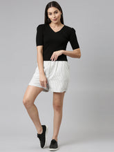 Load image into Gallery viewer, Go Colors White Stripes Linen Shorts
